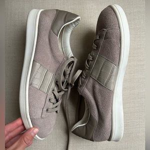 Sam Edelman Gray Suede and snake skin Lace Up Sneakers Marquette Size 8.5